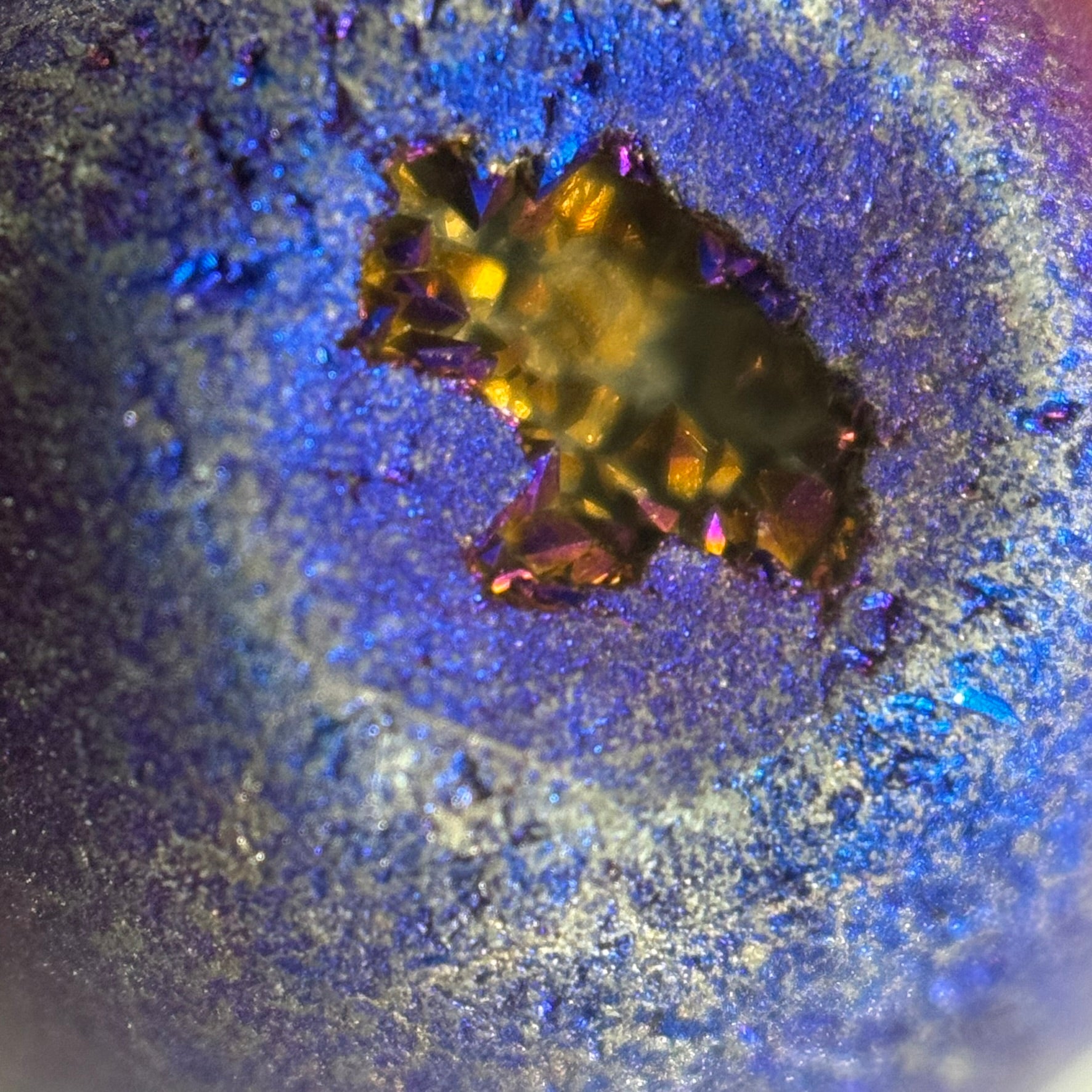 Titanium Plated Blue Druzy Quartz Round Beads image 3