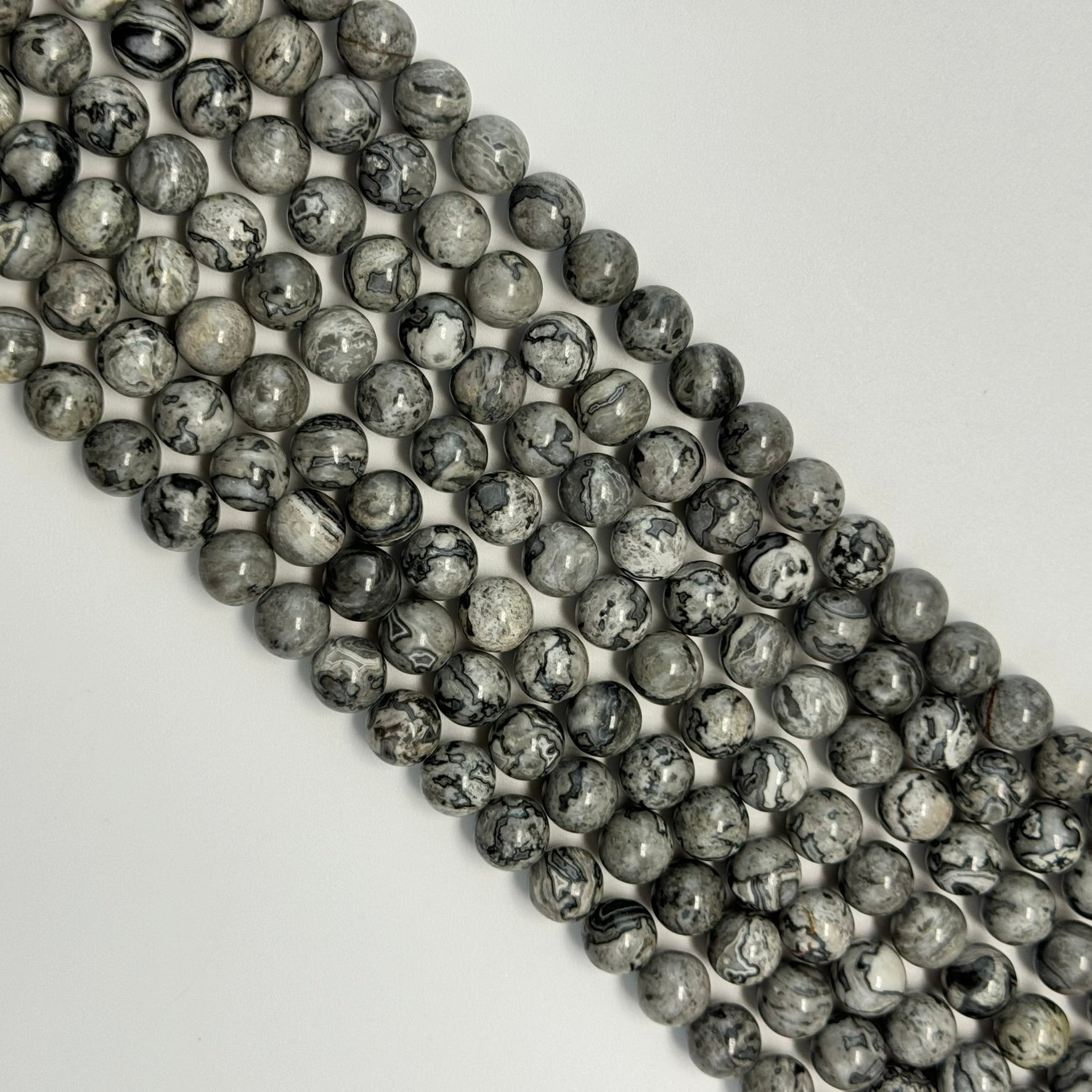 Grey Crazy Lace Agate Polished Round Beads image 4