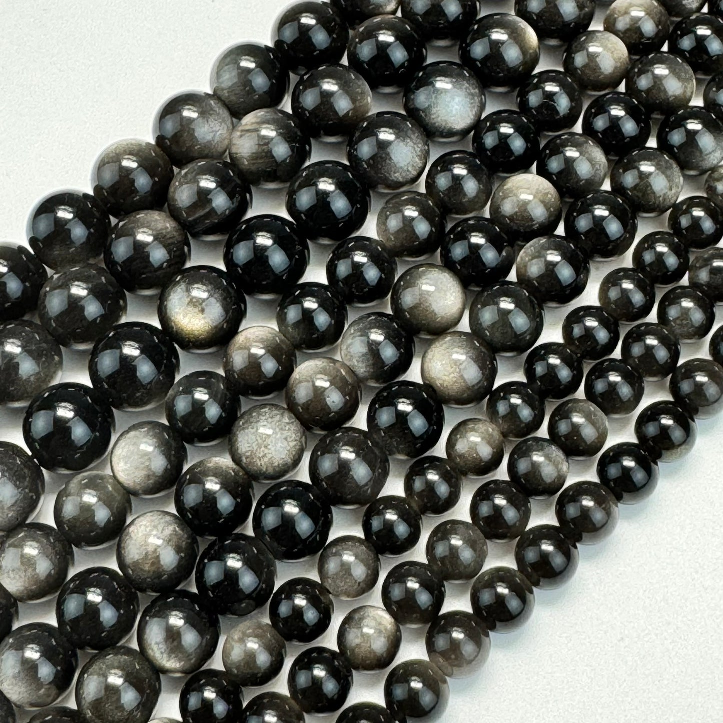 Silver Sheen Obsidian Polished Round Beads image 0