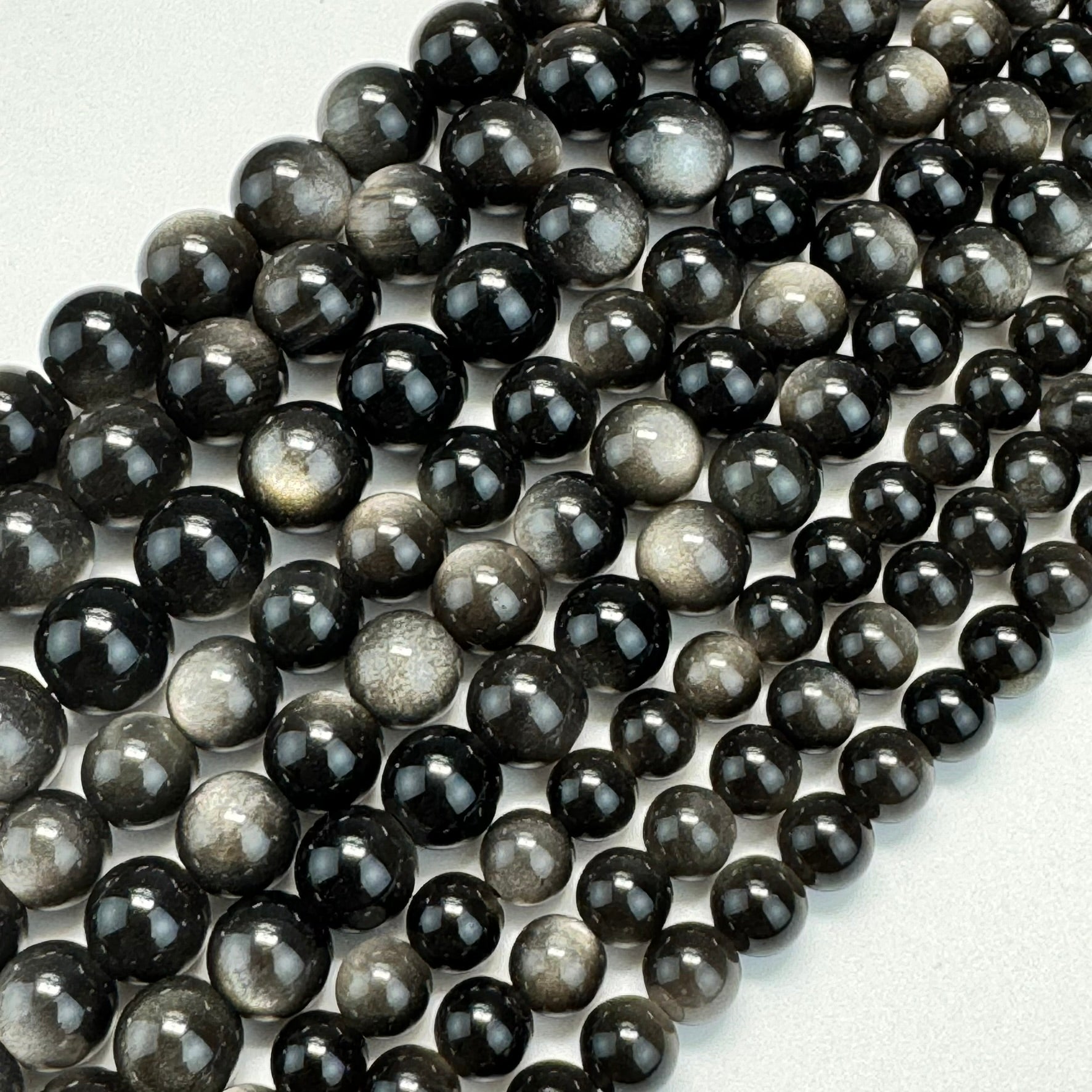 Silver Sheen Obsidian Polished Round Beads image 0