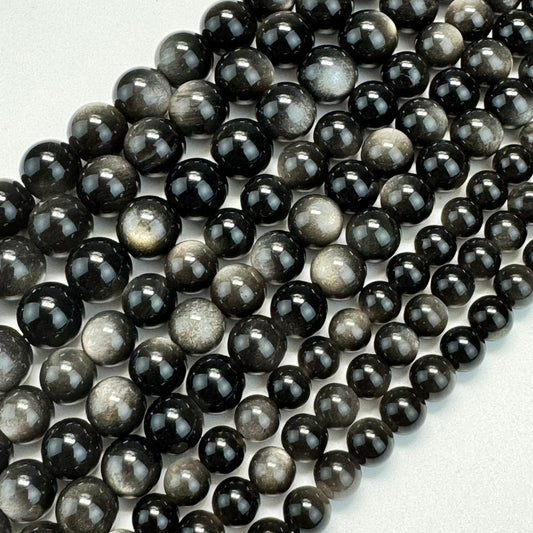 Silver Sheen Obsidian Polished Round Beads image 0