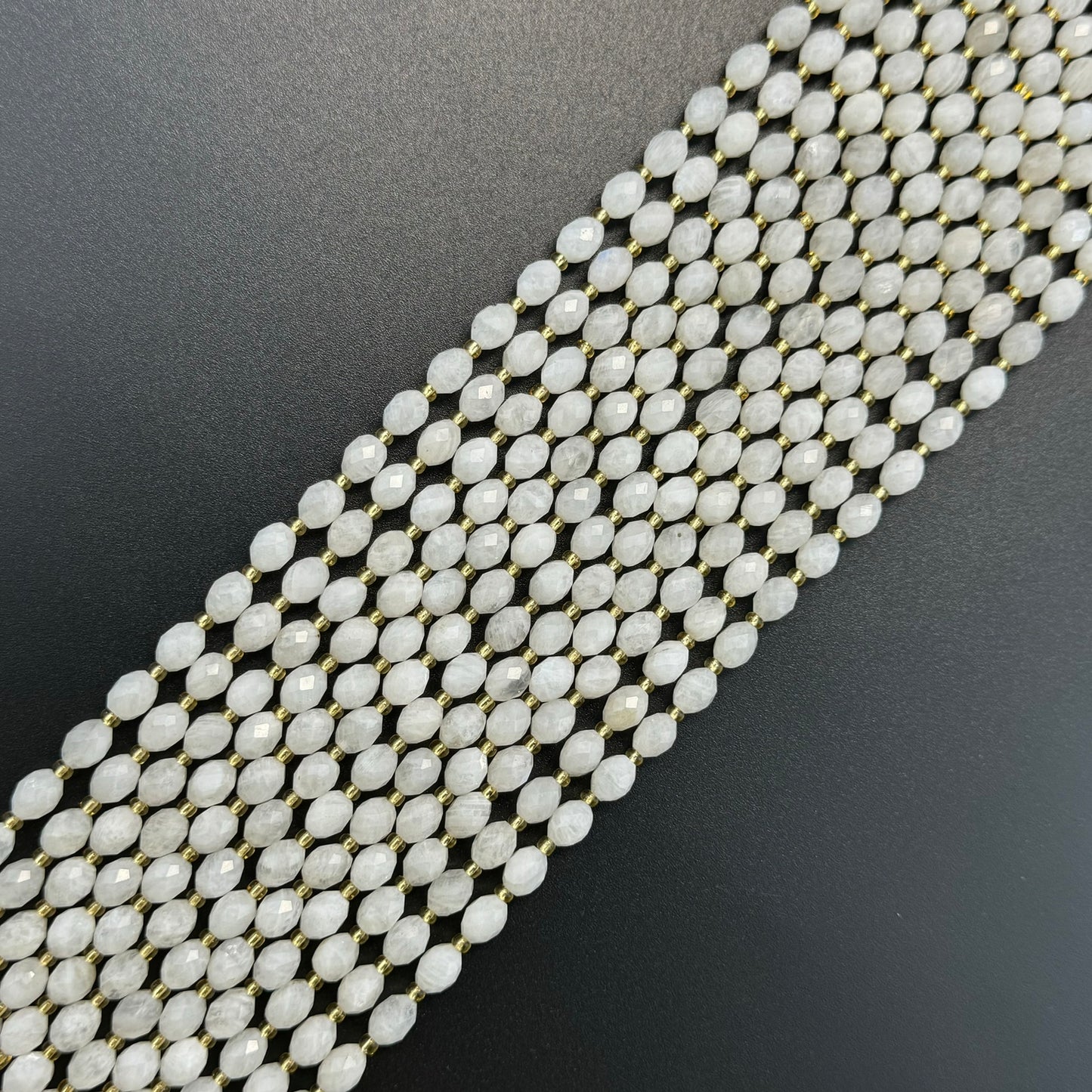 Rainbow Moonstone Faceted Barrel 8 Beads image 9