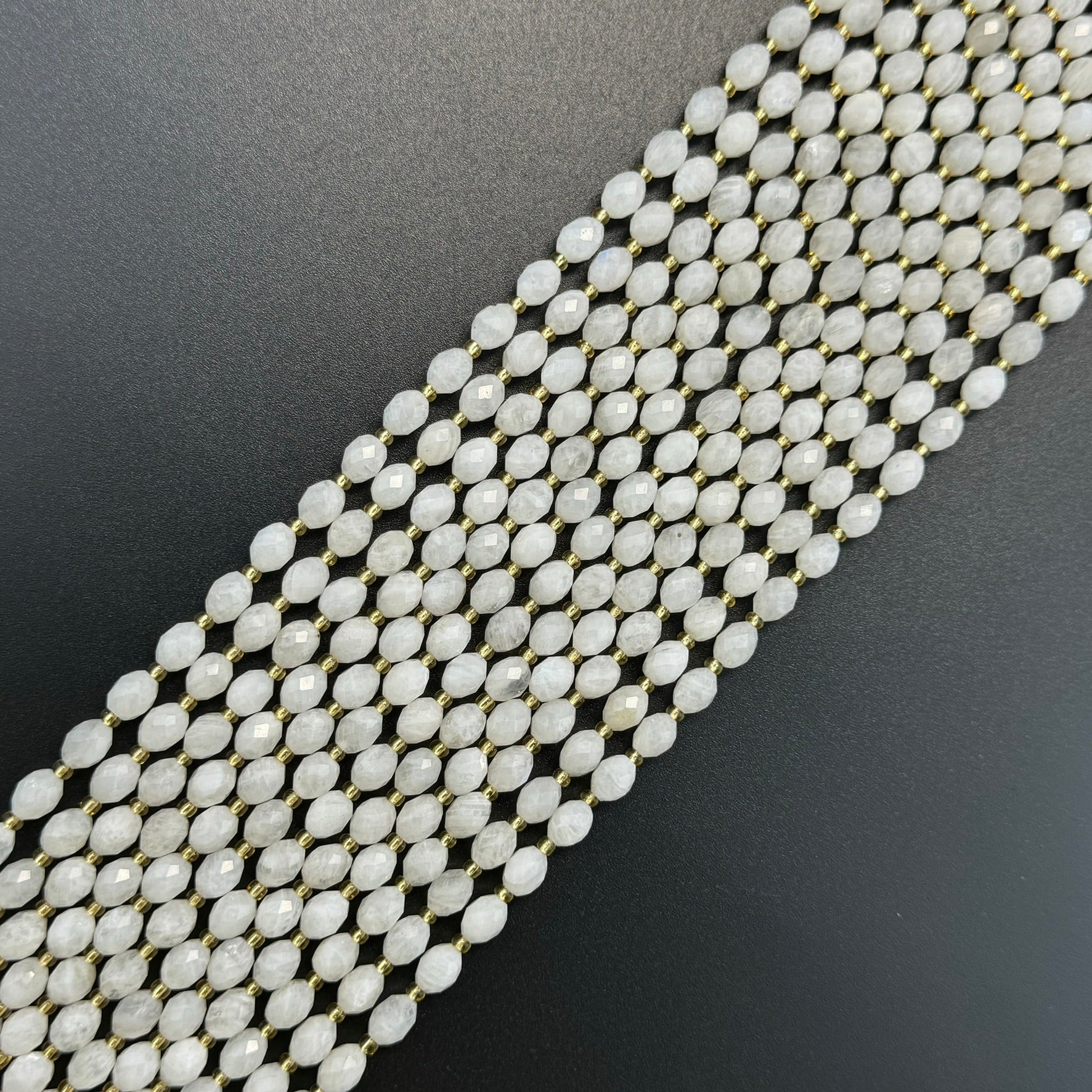 Rainbow Moonstone Faceted Barrel 8 Beads image 9