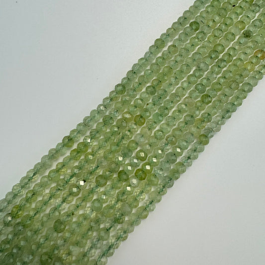 Prehnite Faceted Rondelle Beads (Color A) - (A Quality)