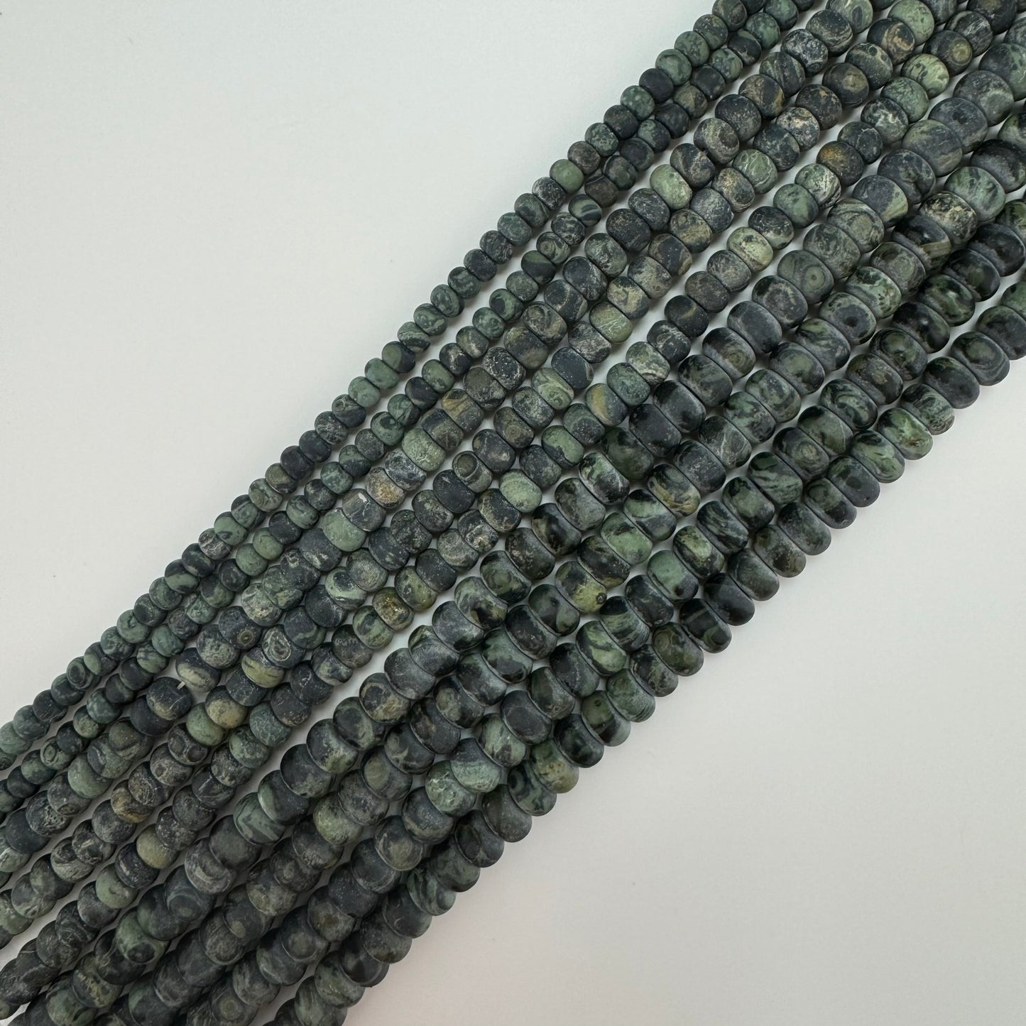 Kambaba Jasper Frosted Rondelle Beads image 5