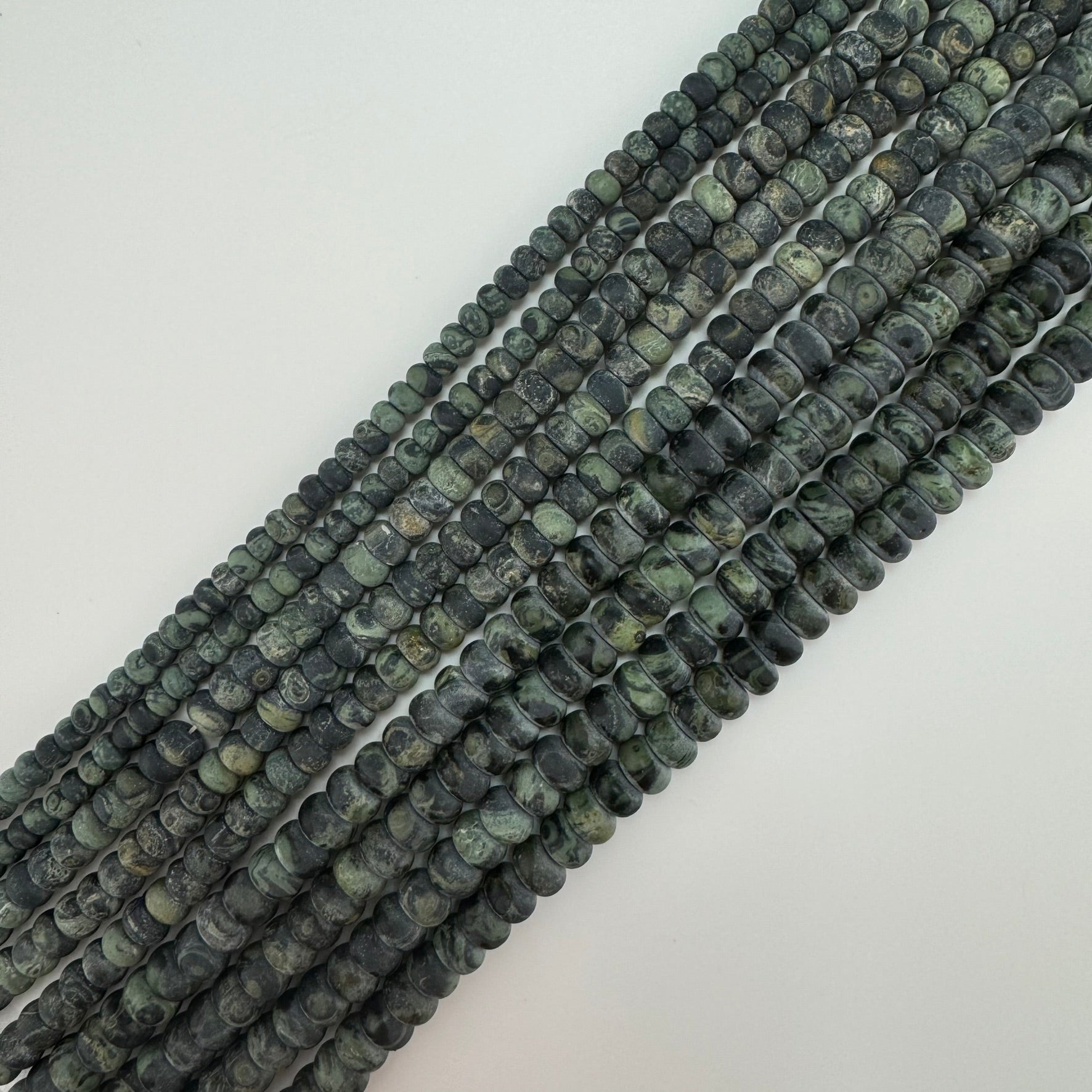 Kambaba Jasper Frosted Rondelle Beads image 5