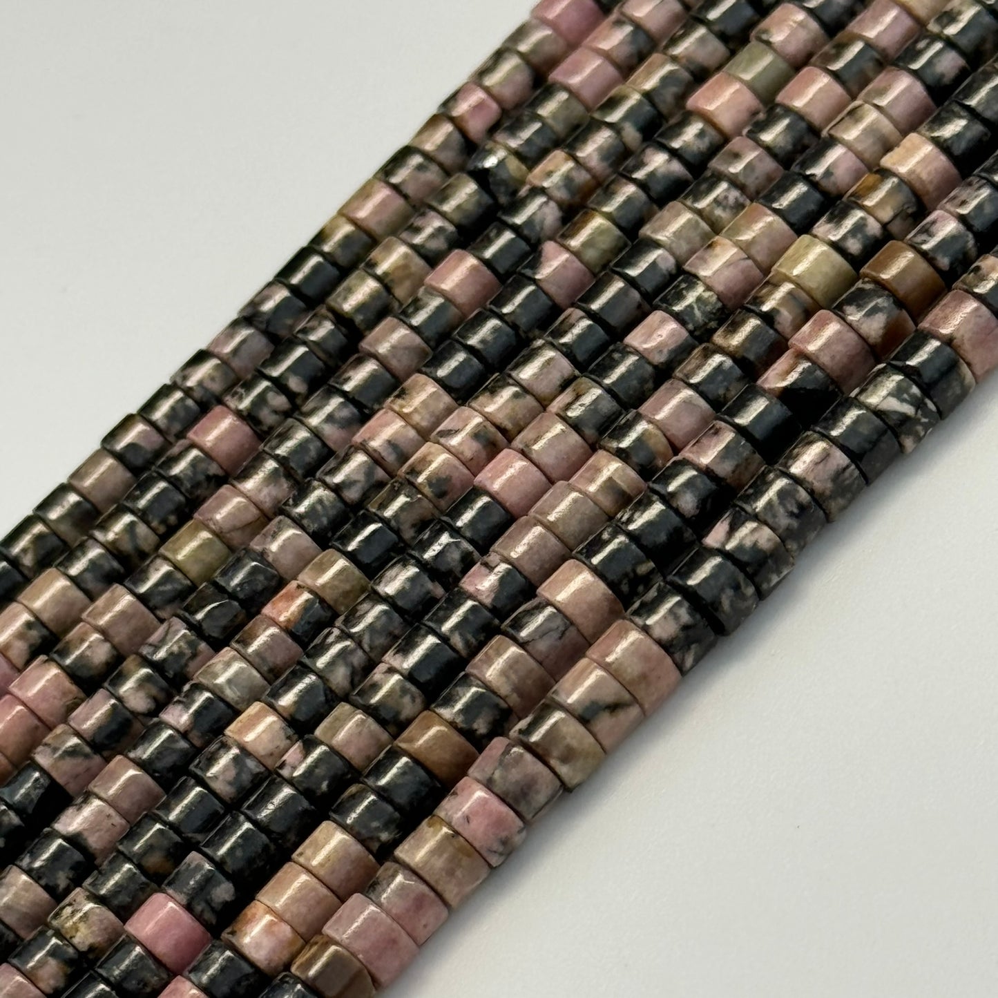 Rhodonite Dendritic Heishi Beads image 3