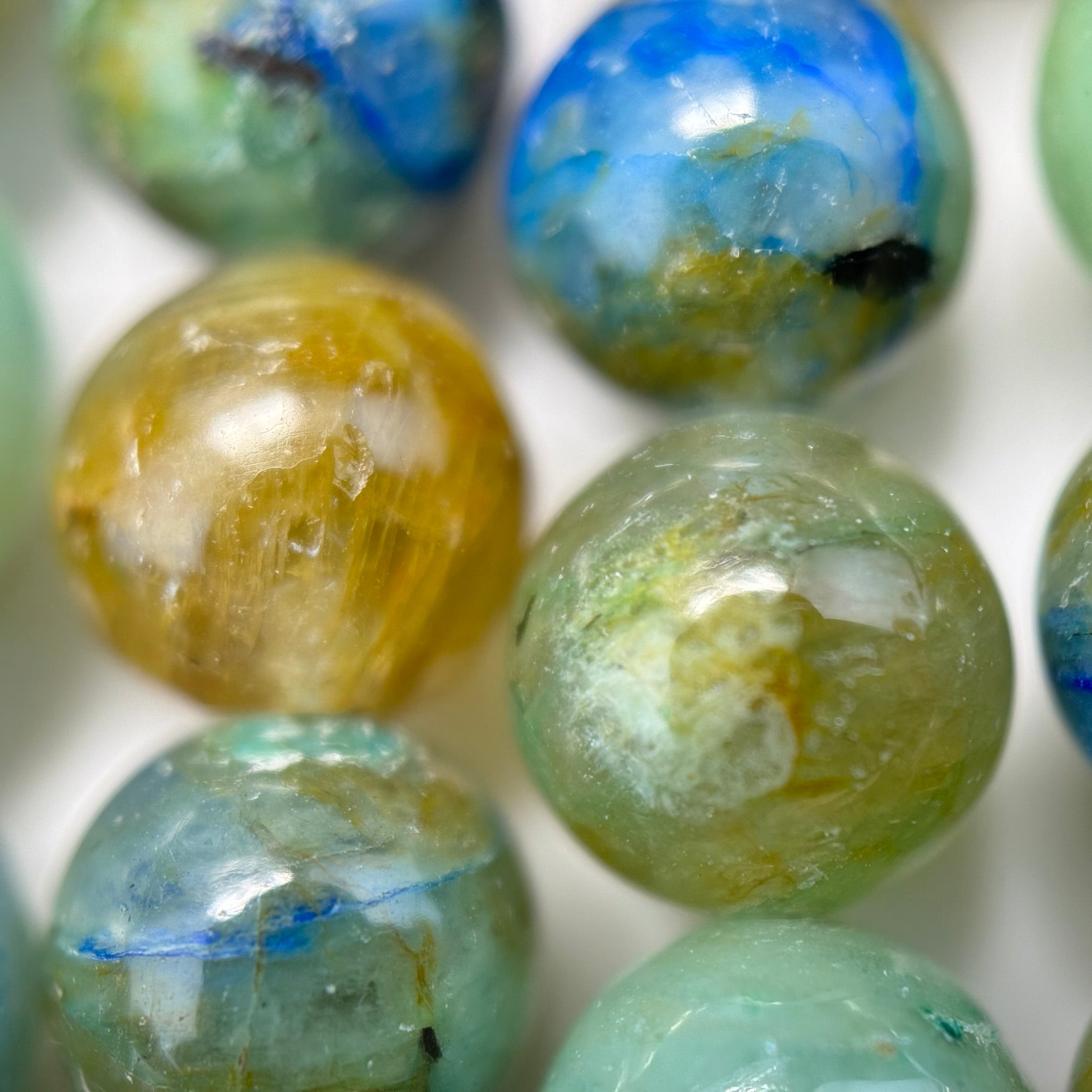 Azurite and Chrysocolla Polished Round Beads  - A Quality image 6