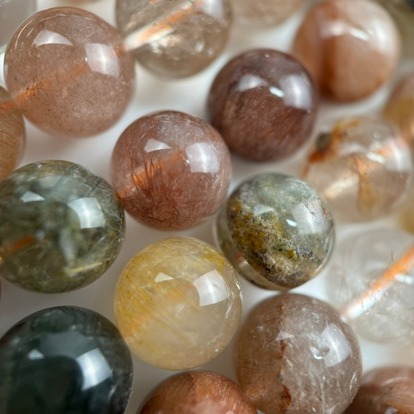 Multi-Colour Rutilated Quartz Polished  Round Beads image 4