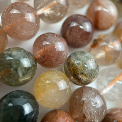 Multi-Colour Rutilated Quartz Polished  Round Beads image 4