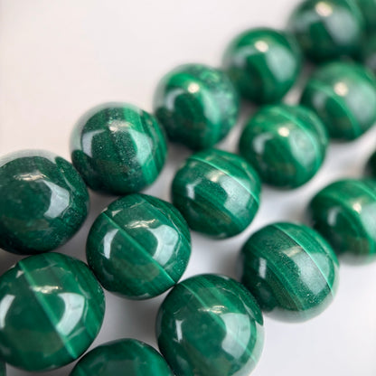 Malachite Polished Round Beads  A-AA-AAA Quality image 9