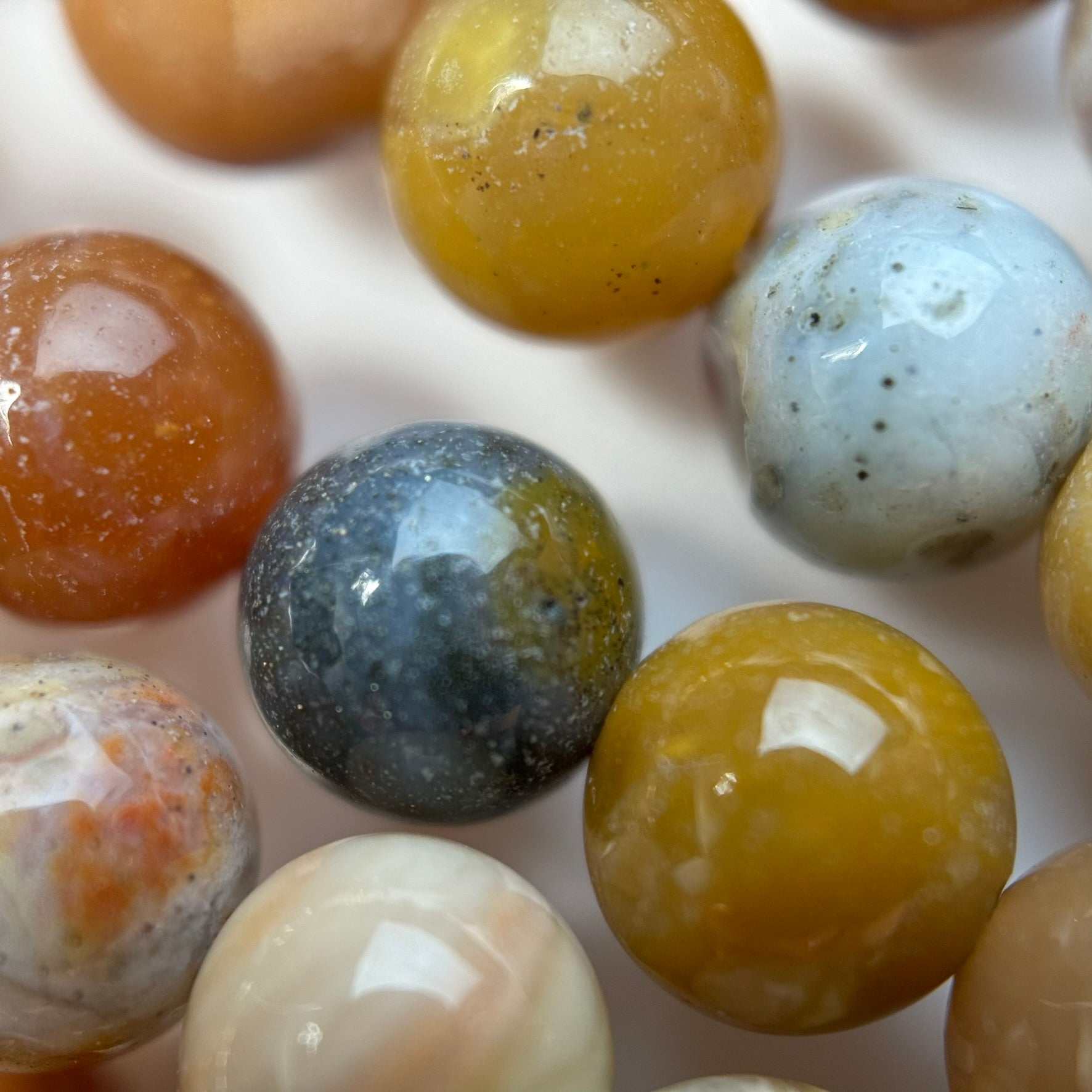 Pink Petrified Wood Polished Round Beads image 2