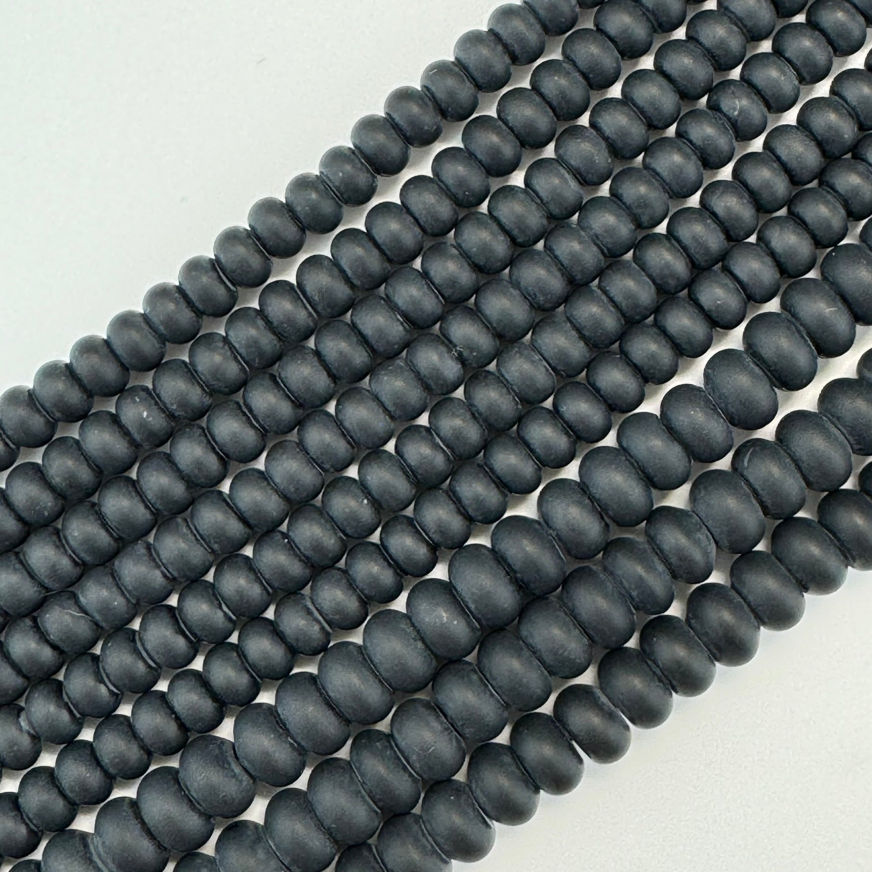 Black Onyx Frosted Rondelle Beads image 0