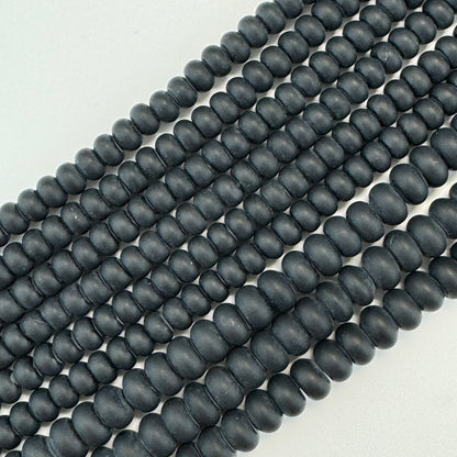 Black Onyx Frosted Rondelle Beads image 0