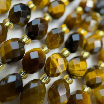 Tiger's Eye Faceted Barrel 8 Beads image 1