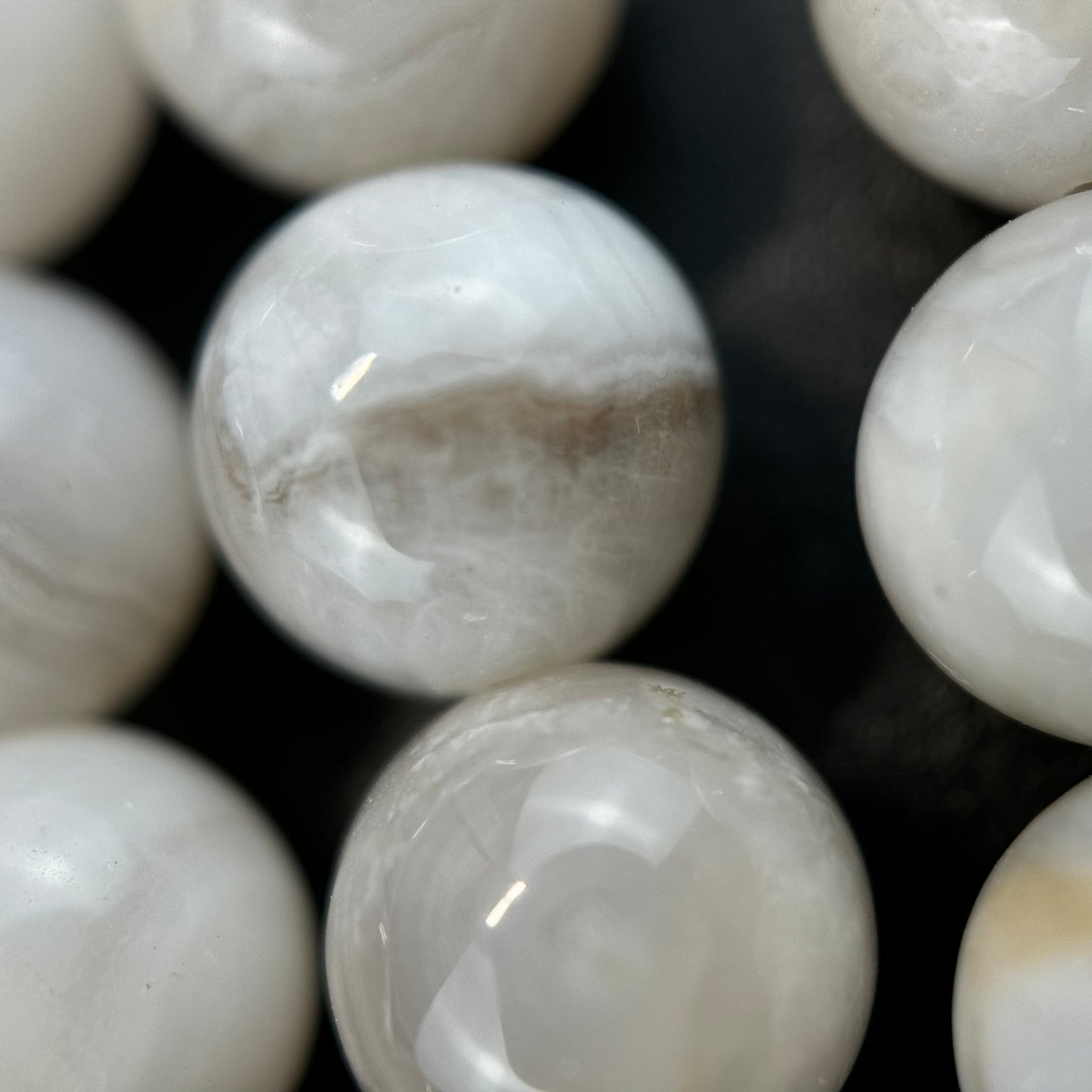White Lace Chalcedony Polished Round Beads image 2