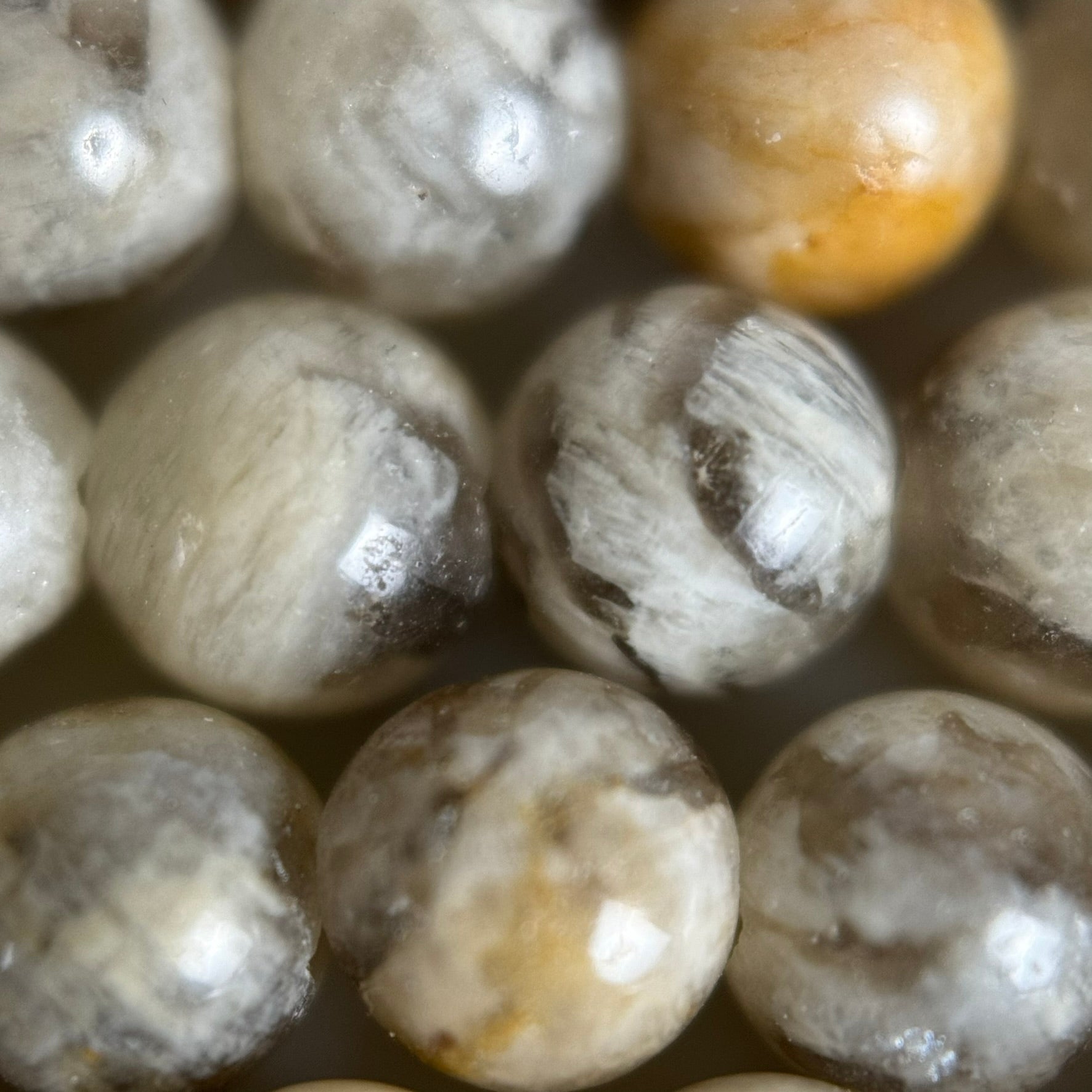 Beige/Cream Feldspar Polished  Round Beads image 4