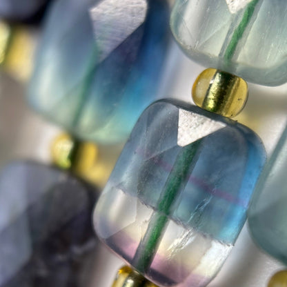 Rainbow Fluorite Rectangular Faceted Cushion Cut 10xÂ8 mm Beads image 2