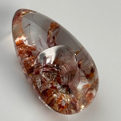Quartz Cabochon with Amazing Lepidocrocite Inclusion Mirror-Like Inclusion image 3