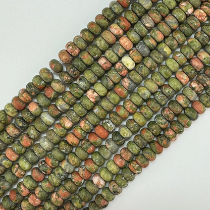 Unakite Frosted Rondelle Beads image 0