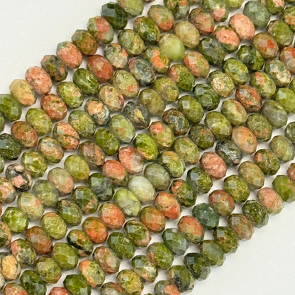 Faceted Unakite Rondelle Beads (6x4mm) image 3