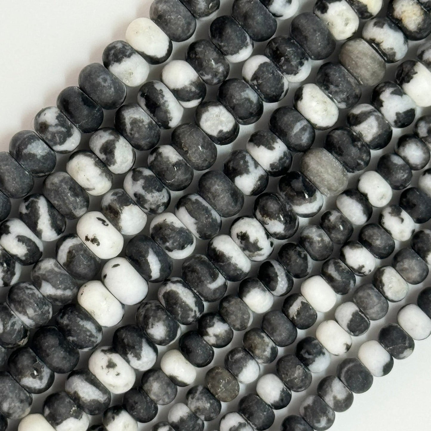 Black and White Jasper Rondelle Beads image 3