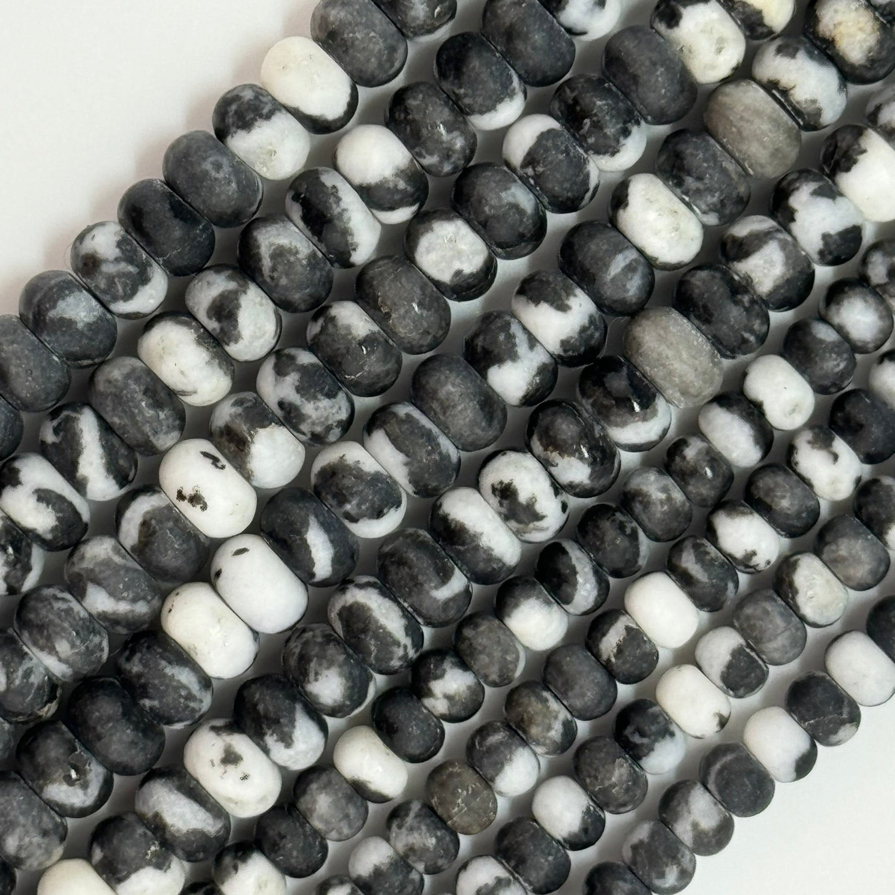Black and White Jasper Rondelle Beads image 3