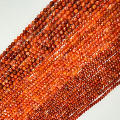 Carnelian Beads -  Faceted Round