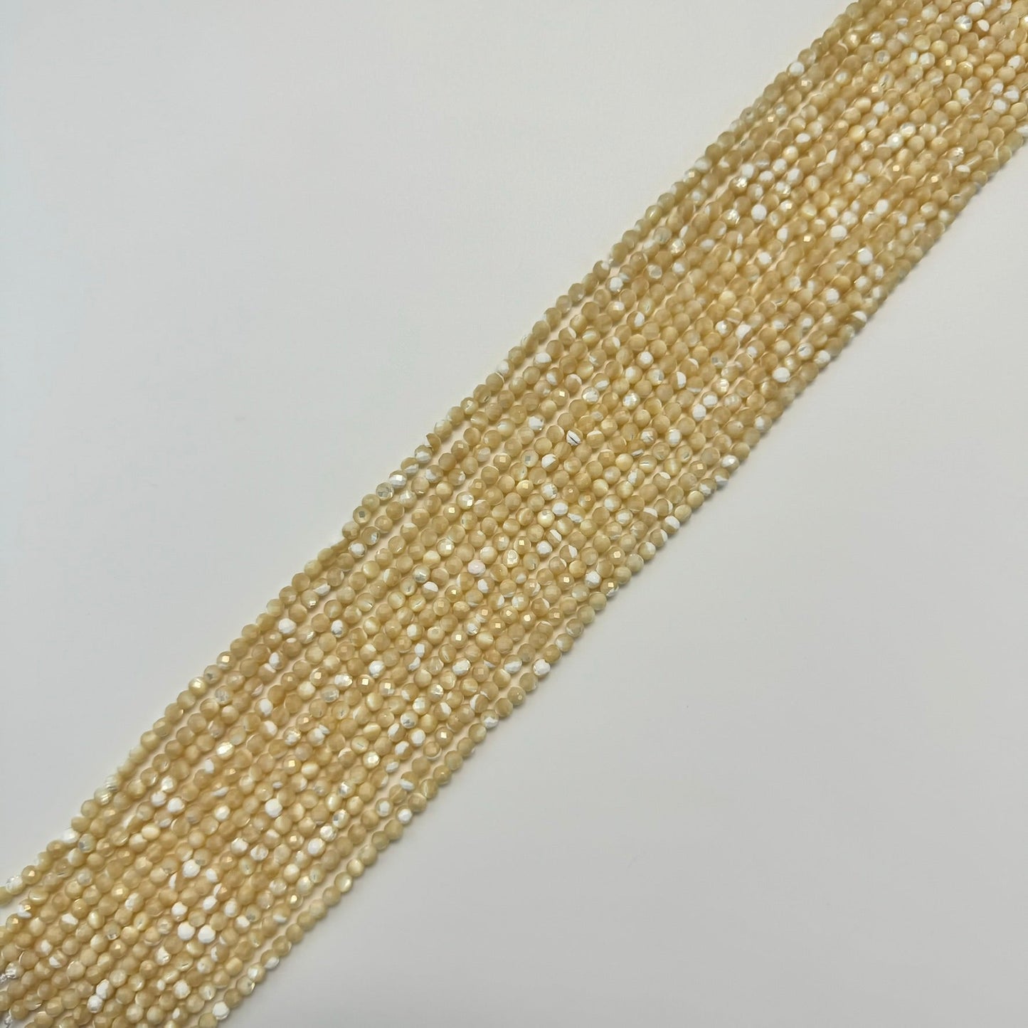 Beige Mother of Pearl Faceted Round Beads image 3