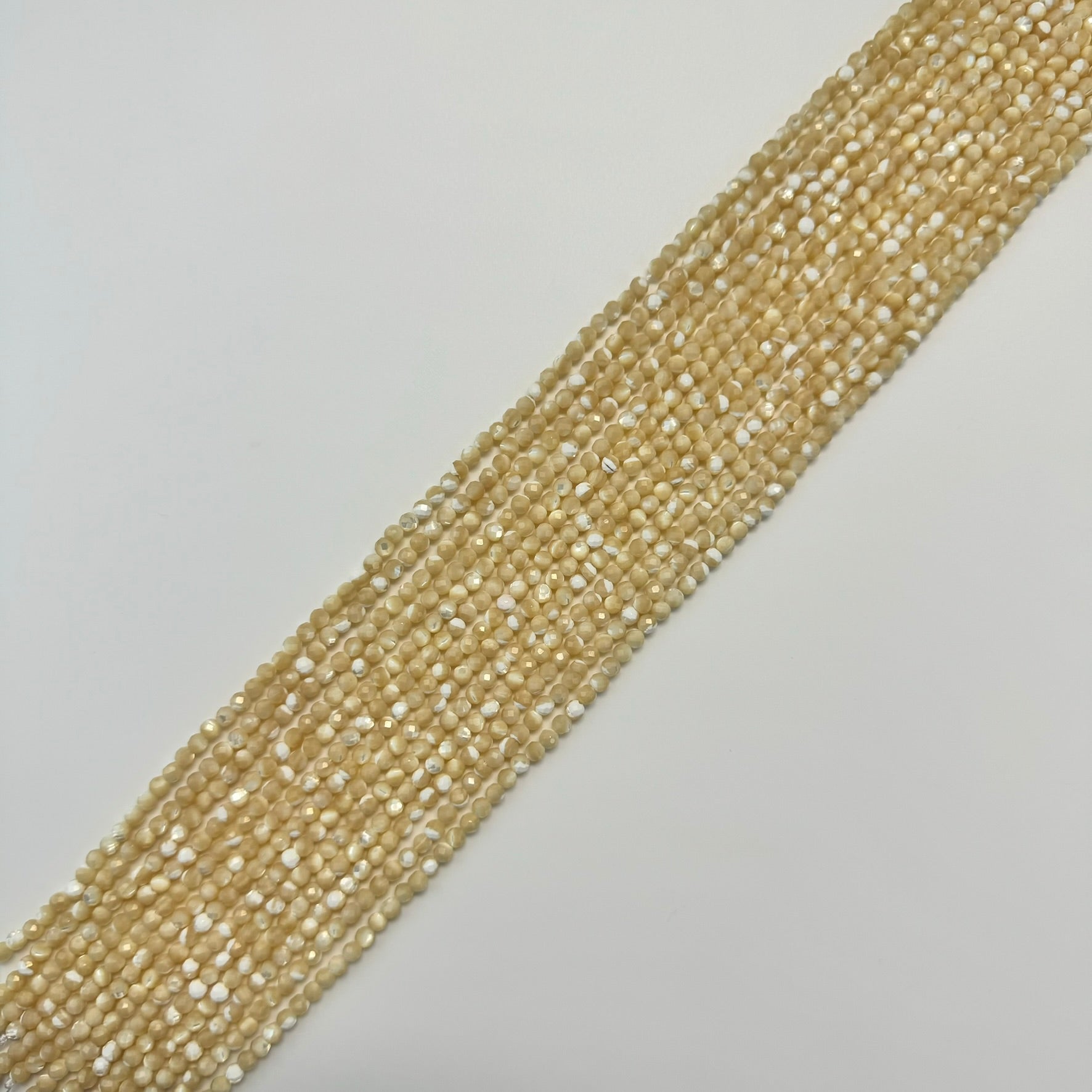 Beige Mother of Pearl Faceted Round Beads image 3