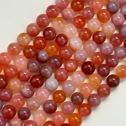 Pink Carnelian Beads -  Polished Round