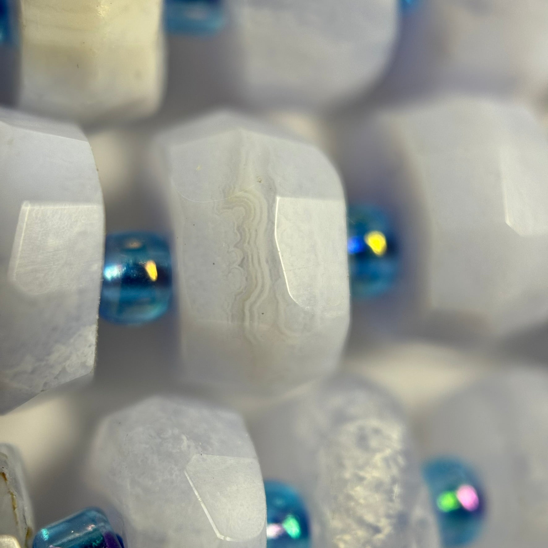 Natural Blue Lace Agate Faceted Rondelle Beads (8x4mm) image 2