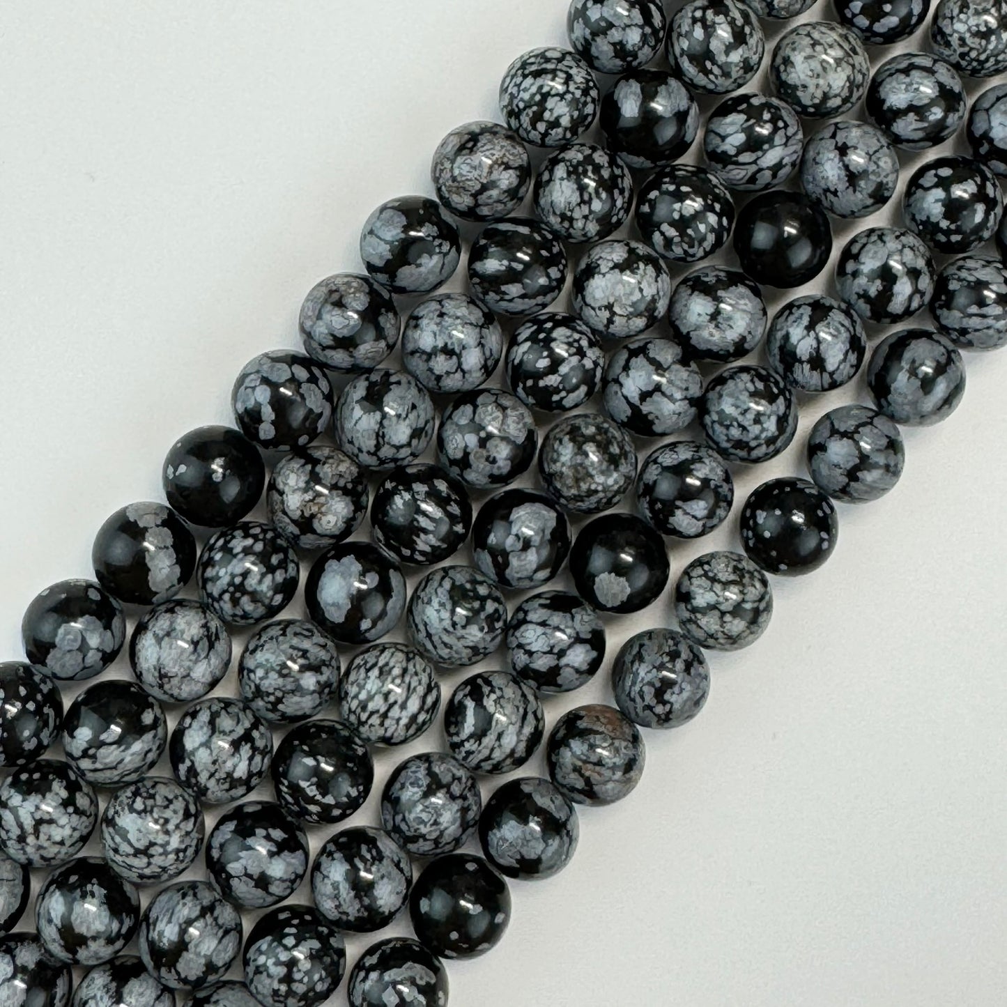 Snowflake Obsidian Polished Round Beads image 0