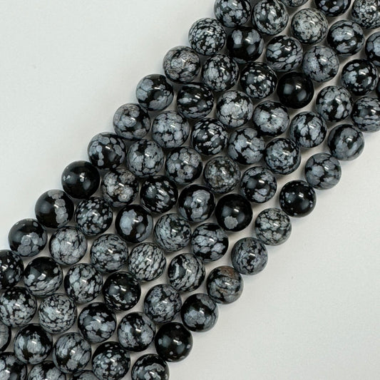 Snowflake Obsidian Polished Round Beads image 0