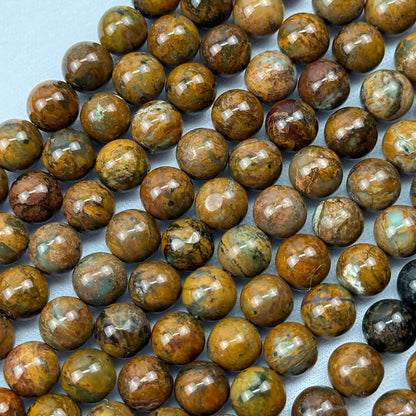Jasper Green Chrome Polished Round Beads (A Quality)
