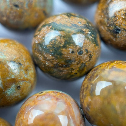 Jasper Green Chrome Polished Round Beads (A Quality)