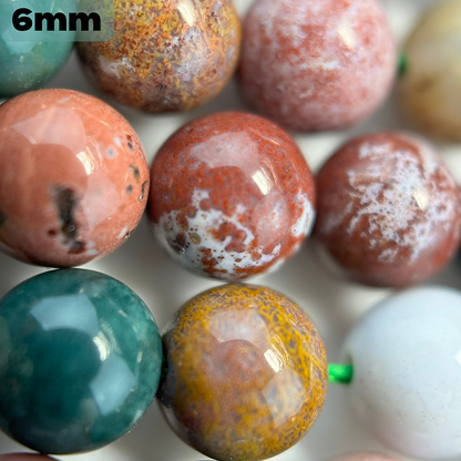 Jasper Mexican Ocean Polished Round Beads (AAA Quality)
