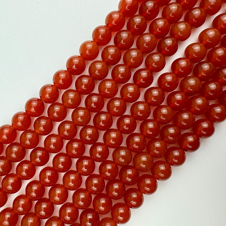Red Brown Carnelian Beads -  Polished Round
