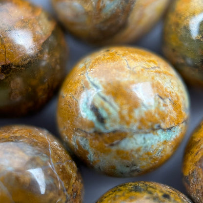 Jasper Green Chrome Polished Round Beads (A Quality)