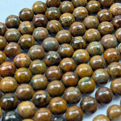 Jasper Green Chrome Polished Round Beads (A Quality)