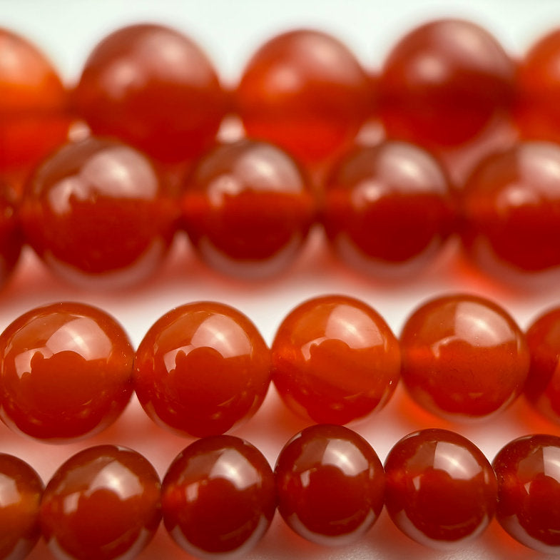 Red Brown Carnelian Beads -  Polished Round