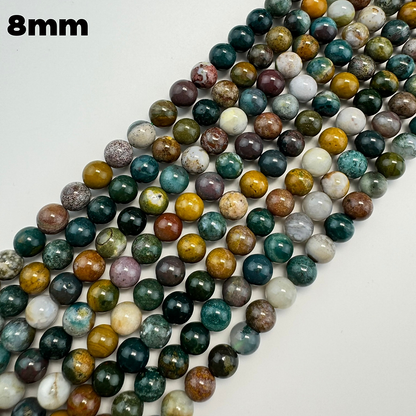 Jasper Mexican Ocean Polished Round Beads (AAA Quality)