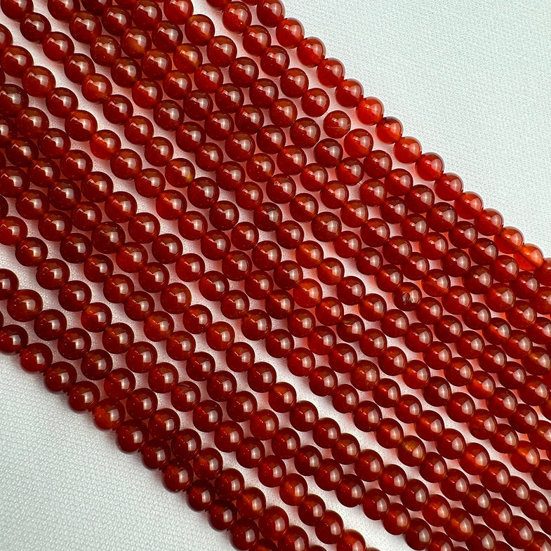Red Brown Carnelian Beads -  Polished Round