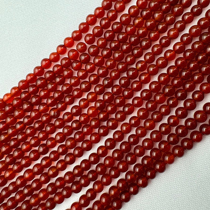 Red Brown Carnelian Beads -  Polished Round