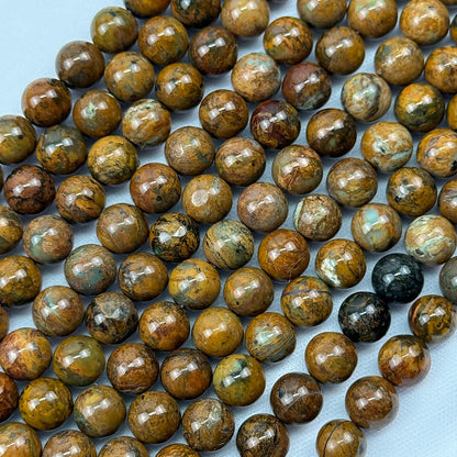 Jasper Green Chrome Polished Round Beads (A Quality)