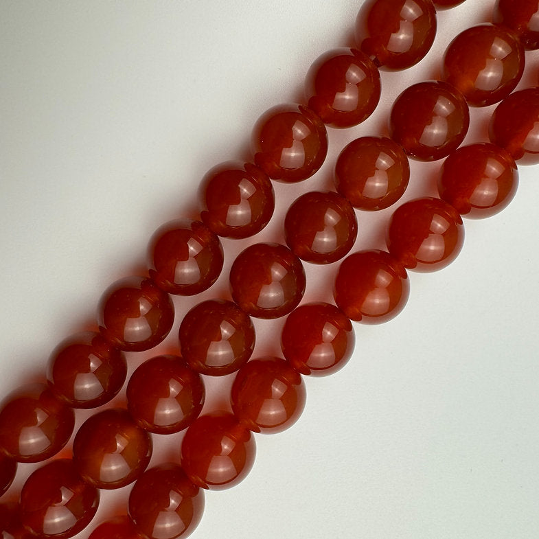 Red Brown Carnelian Beads -  Polished Round