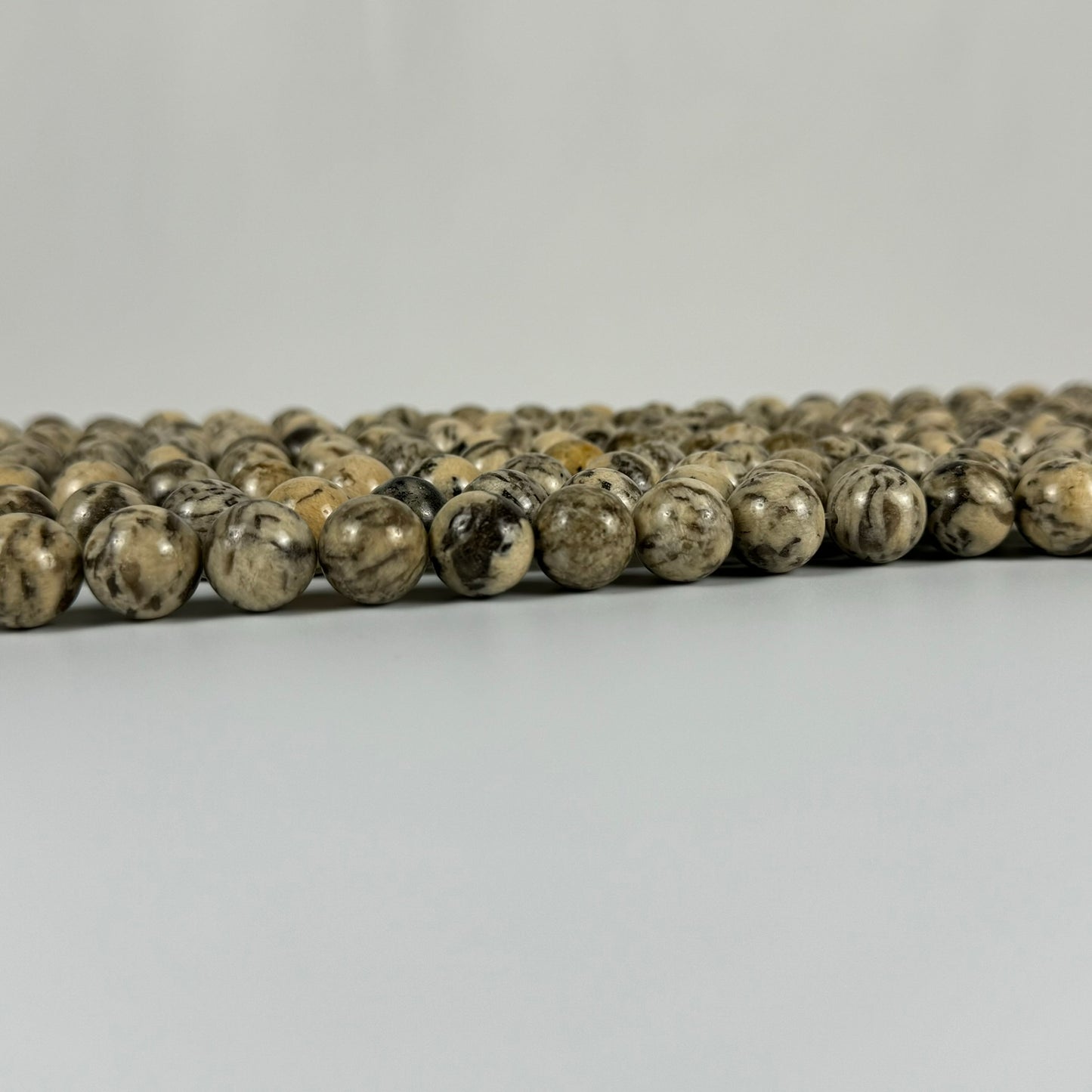 Beige/Cream Feldspar Polished  Round Beads image 7