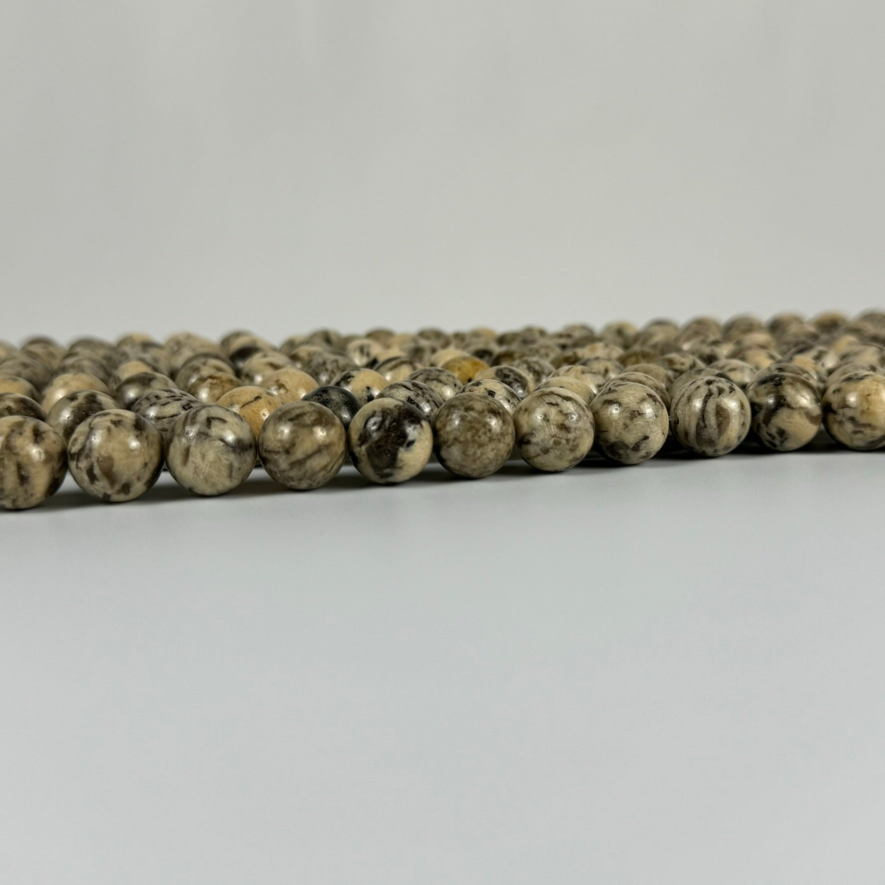 Beige/Cream Feldspar Polished  Round Beads image 7
