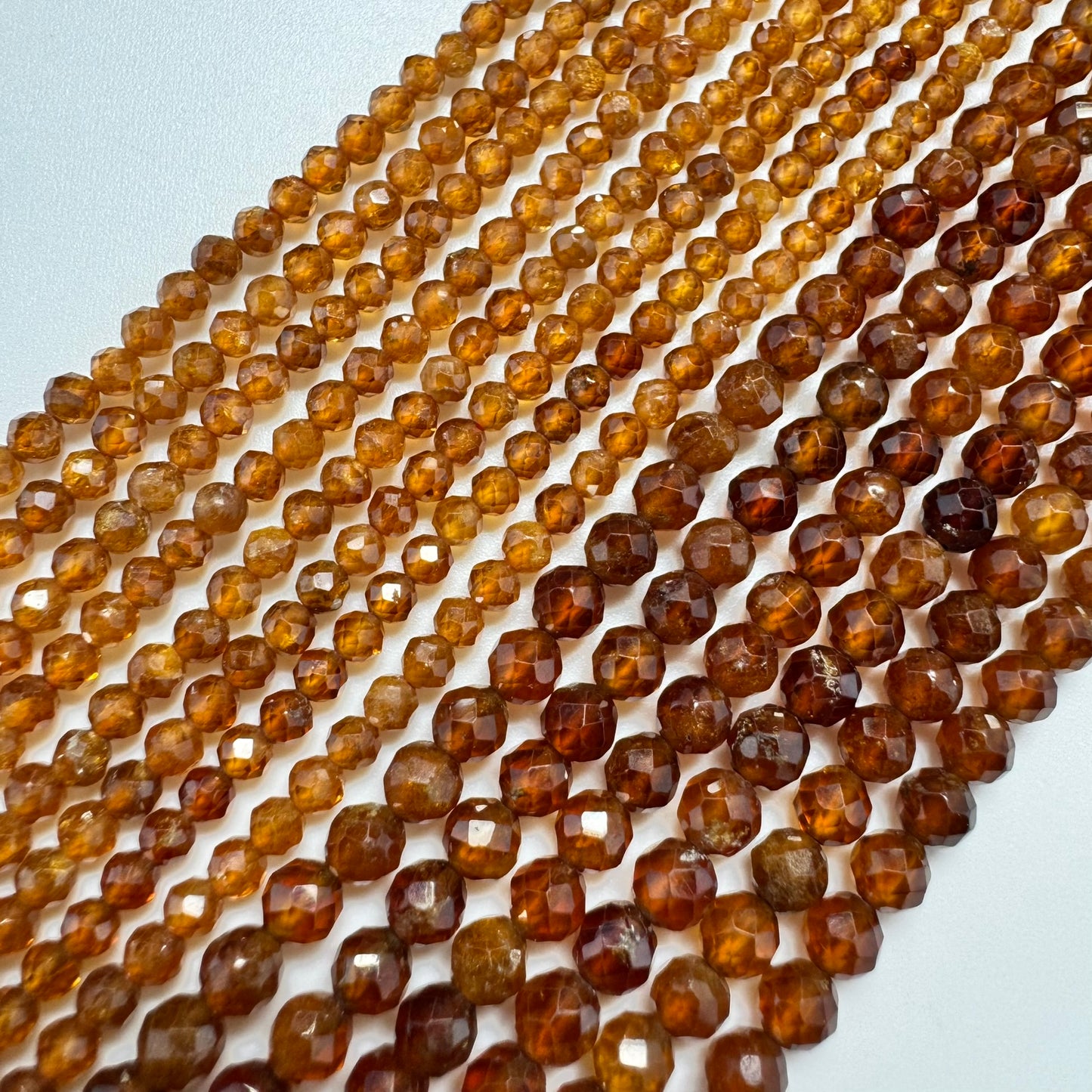 Hessonite Garnet Beads - Faceted Garnet Beads - Round Shape
