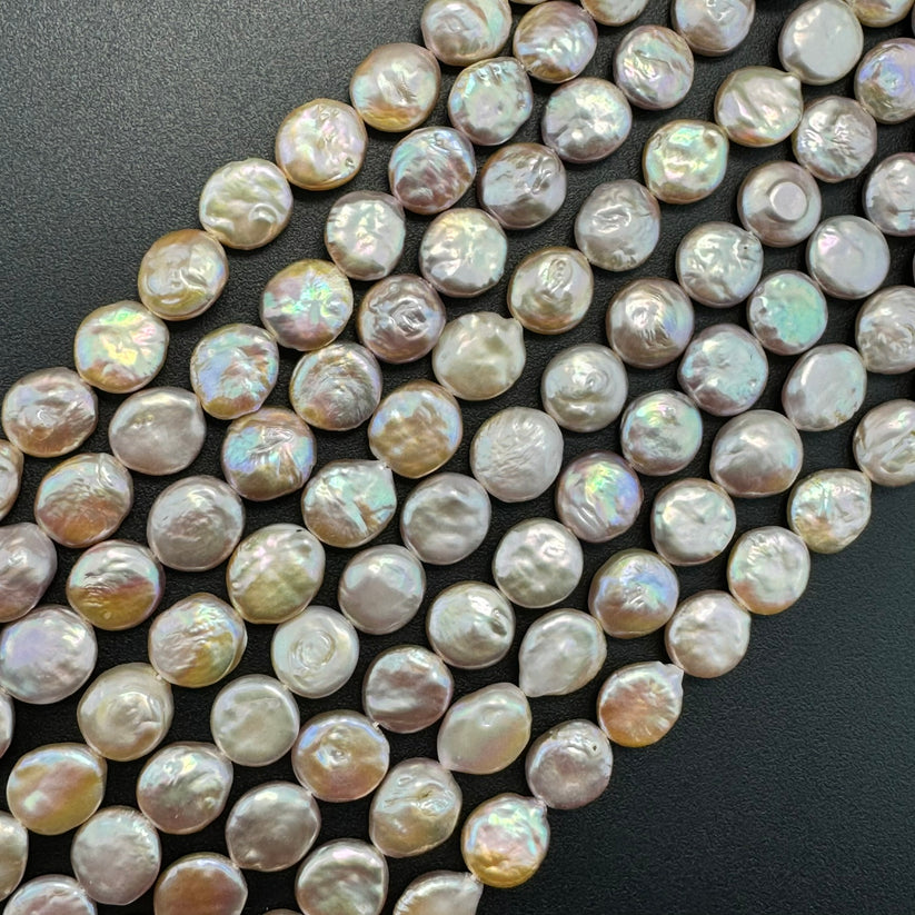 Pink Pearl Coin Shape Beads